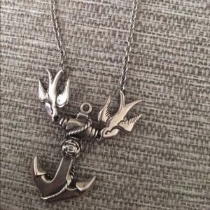Sterling silver anchor and swallows with chain